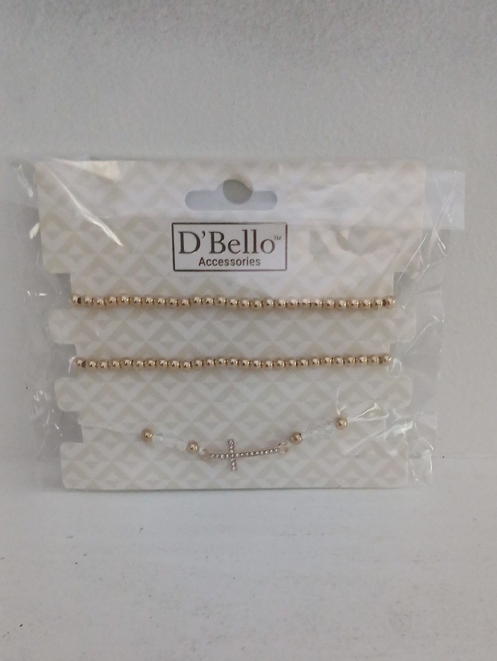 Gold Beaded Necklace and Cross Choker Set - Gold